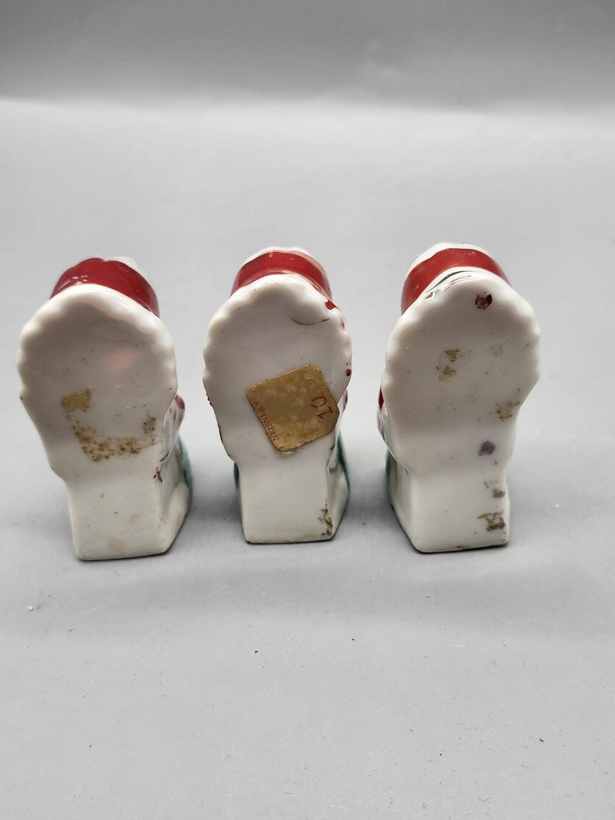 Vintage Mrs Claus Figurines Set Of 3 Small Red Ceramic Japan Christmas Decor