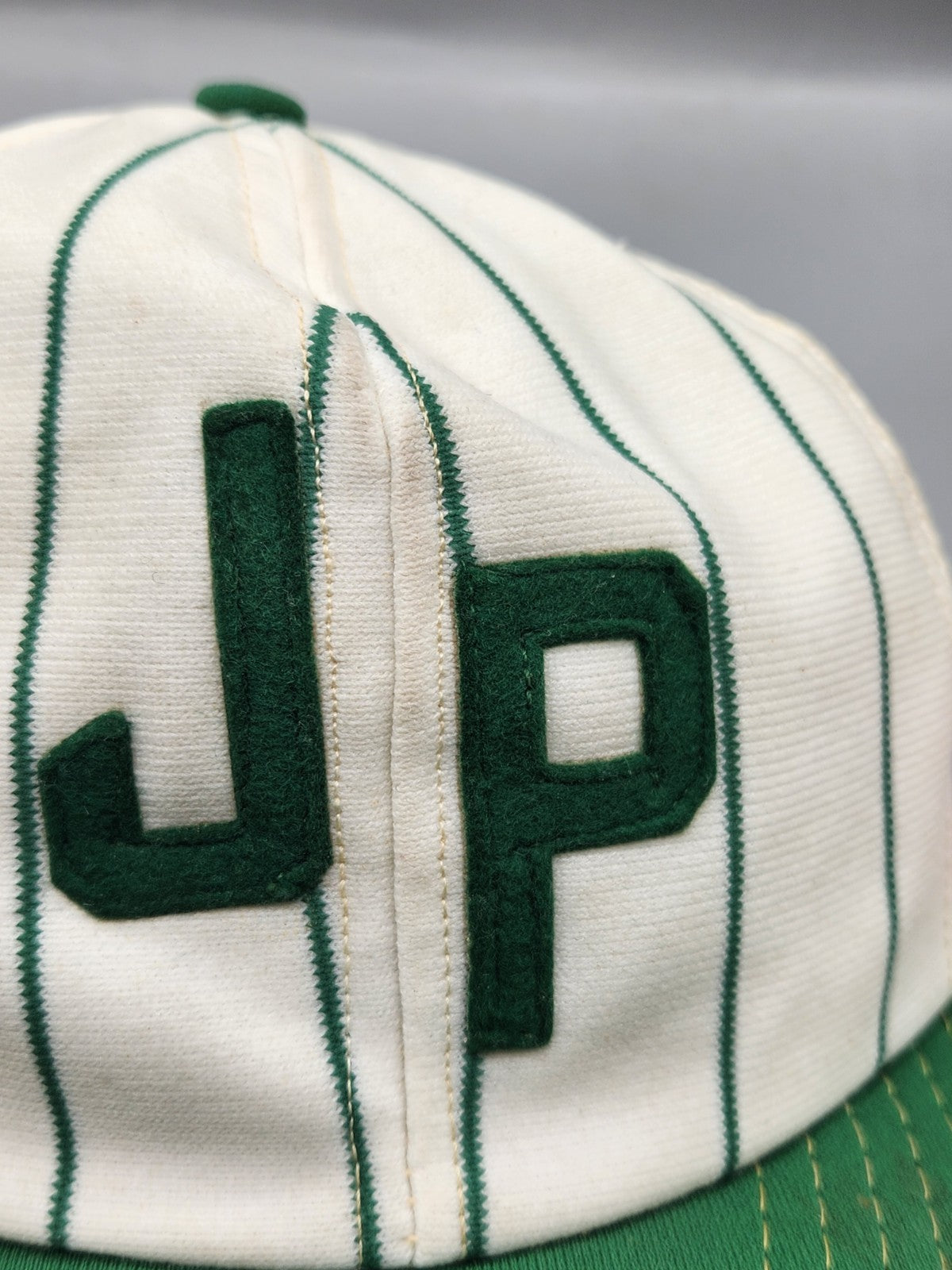 Vintage JP Pinstripe Mesh Trucker Snapback Hat Green White Union Made...