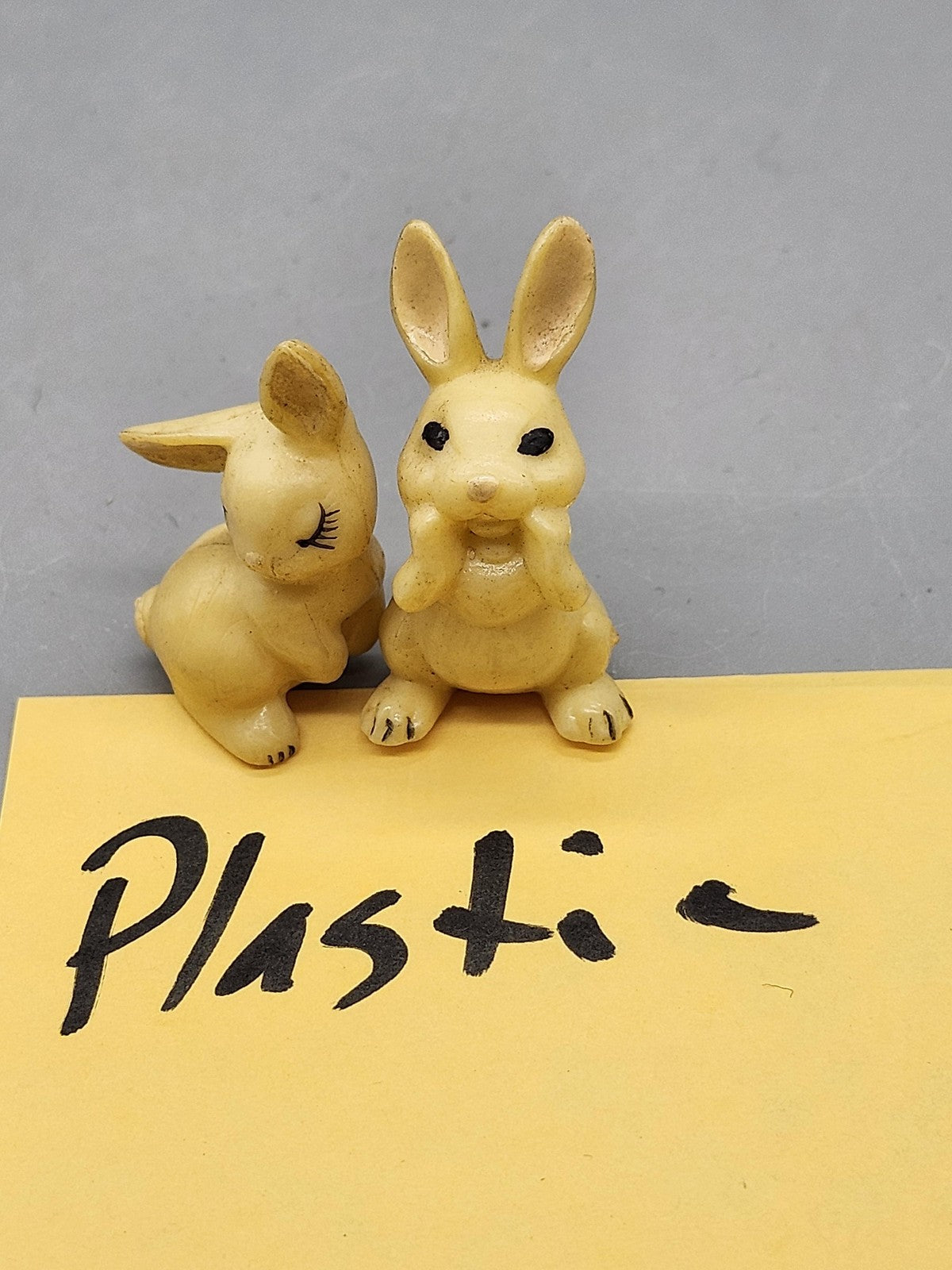 Vintage Rabbit Figurines Lot 3 Small Plastic Wade Brown Cream Bunny Decor