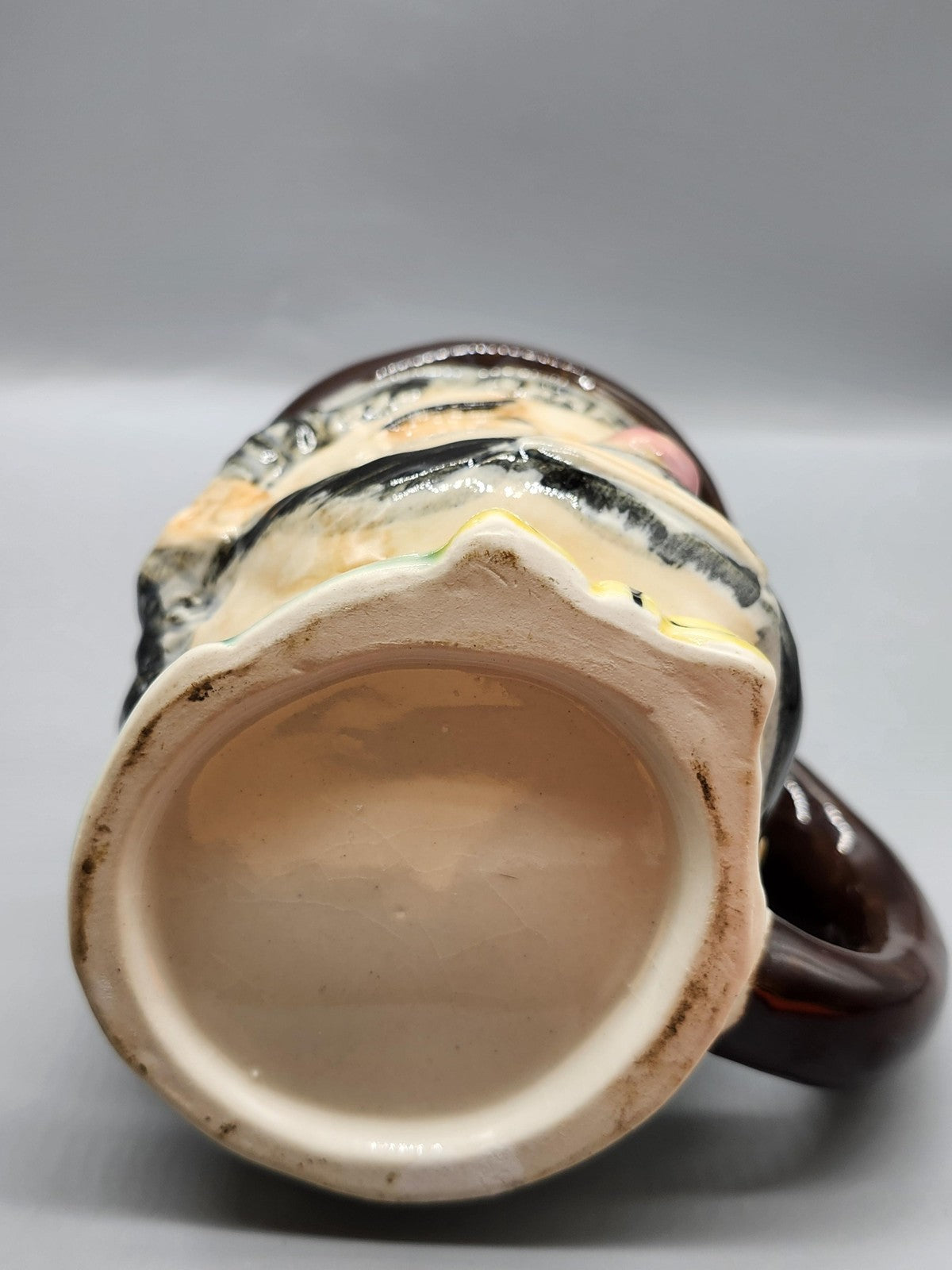 Vintage Face Mug Brown Hat Mustache Character Cup Multicolor Pottery Novelty
