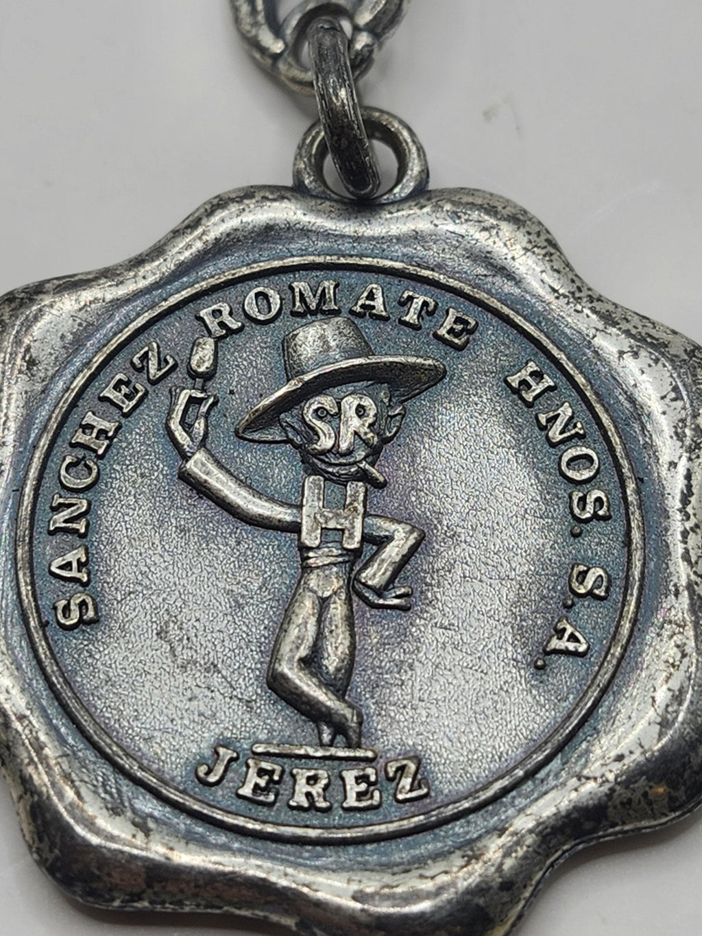Vintage Cardenal Mendoza Sanchez Romate Medal Fob Silver Spain Jerez Distillery