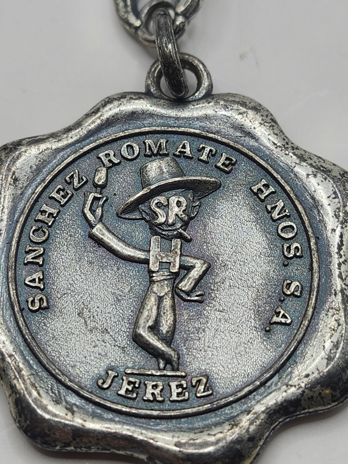 Vintage Cardenal Mendoza Sanchez Romate Medal Fob Silver Spain Jerez Distillery