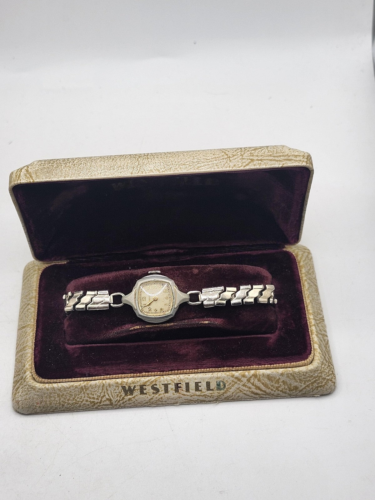 Vintage Westfield Watch Womens Silver Mechanical Swiss Manual Wind Box Bracelet