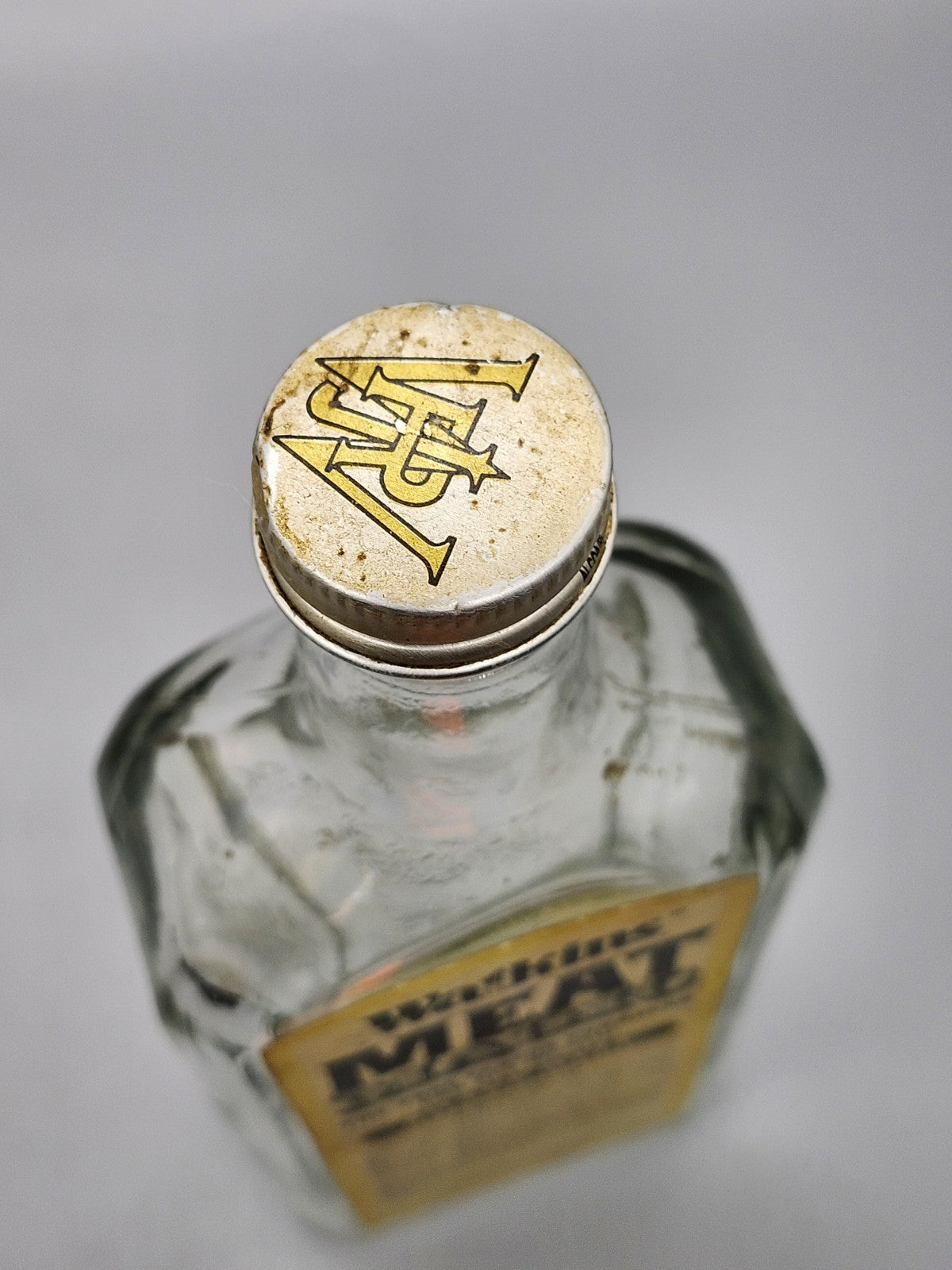 Vintage Watkins Meat Magic Glass Bottle w/ Original Cap Empty Advertising Jar