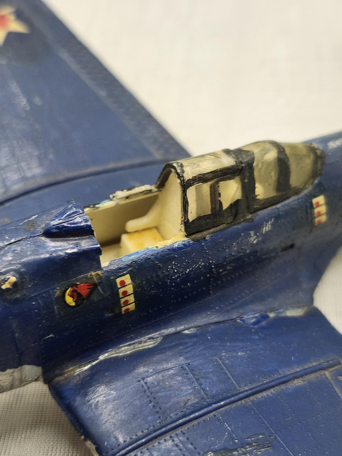 Vintage Blue Zamak Airplane Toy Small US Navy Fighter Plane Diecast WWII