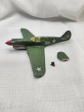 Vintage Zamak Military Airplane Toy Small Green Fighter Shark Mouth Parts Repair