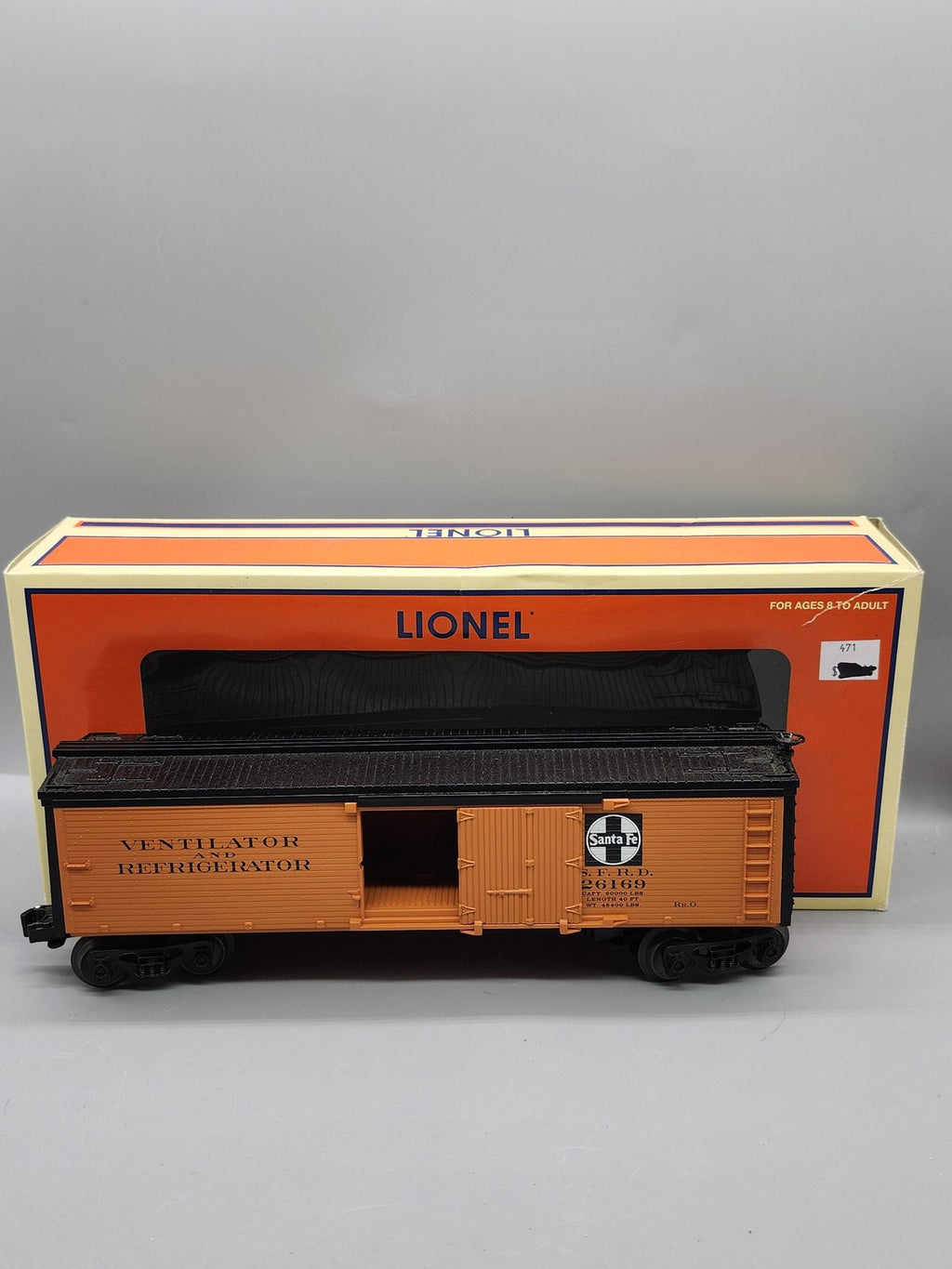 Lionel O Gauge Santa Fe Wood-Sided Reefer Refrigerator Car 6-26169 Orange ATSF