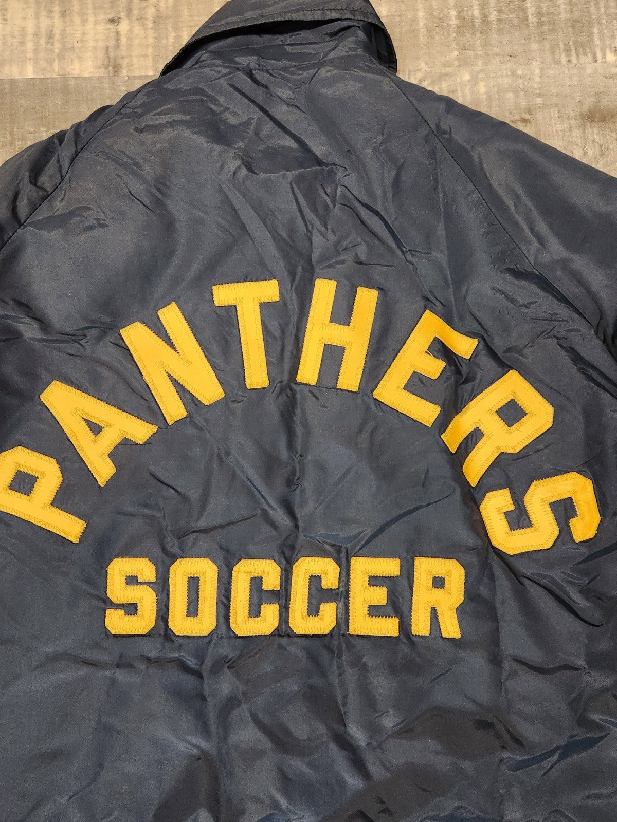 Vintage Panthers Soccer Coach Jacket Mens XS Blue Nylon Varsity Style Team...