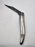 Vintage Slim Metal Pocketknife 1 Blade Straight Back Silver Tone Slipjoint EDC