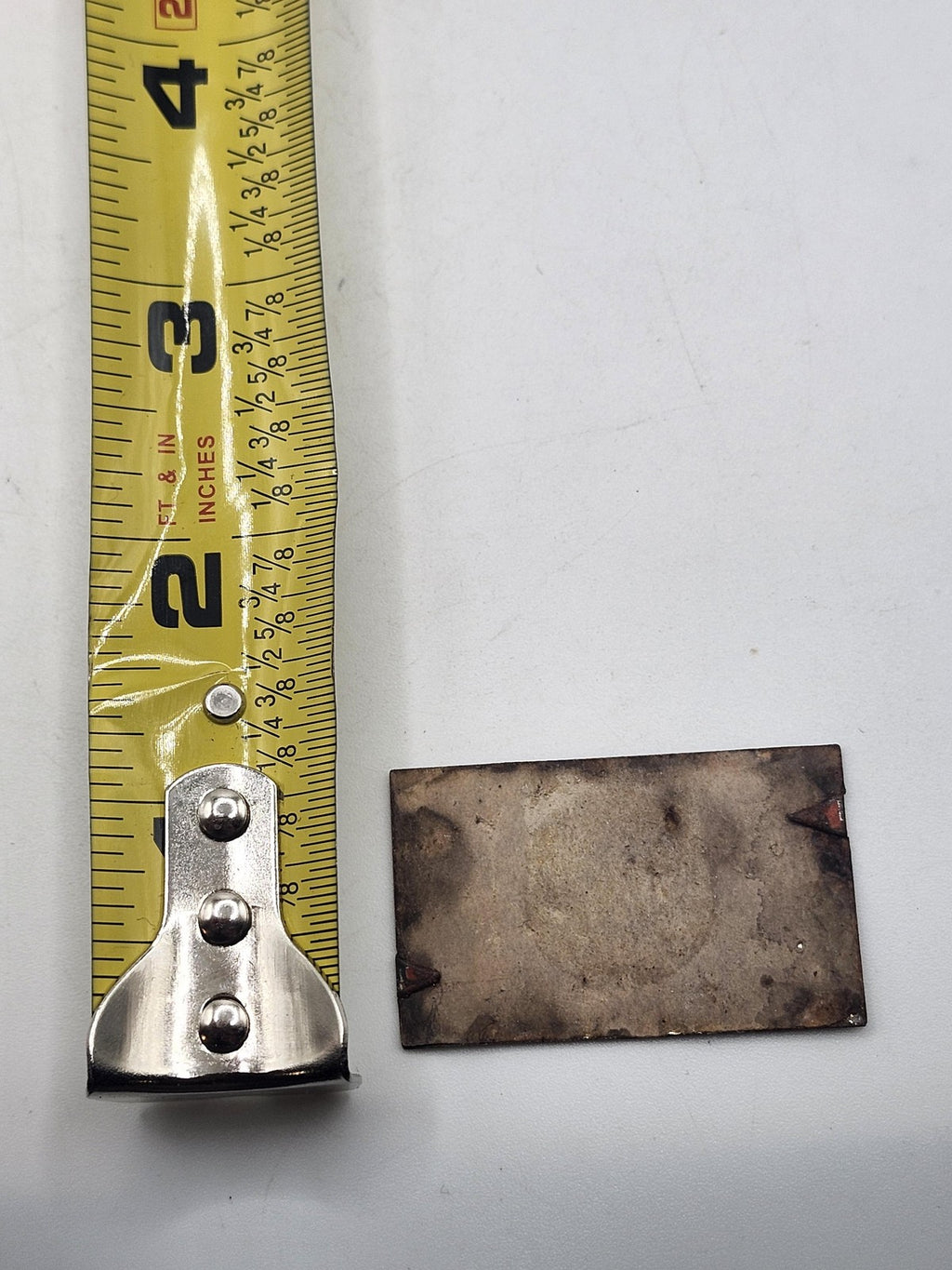 Vintage American Navy Ship Badge Rectangular Tin Litho Red Metal Small