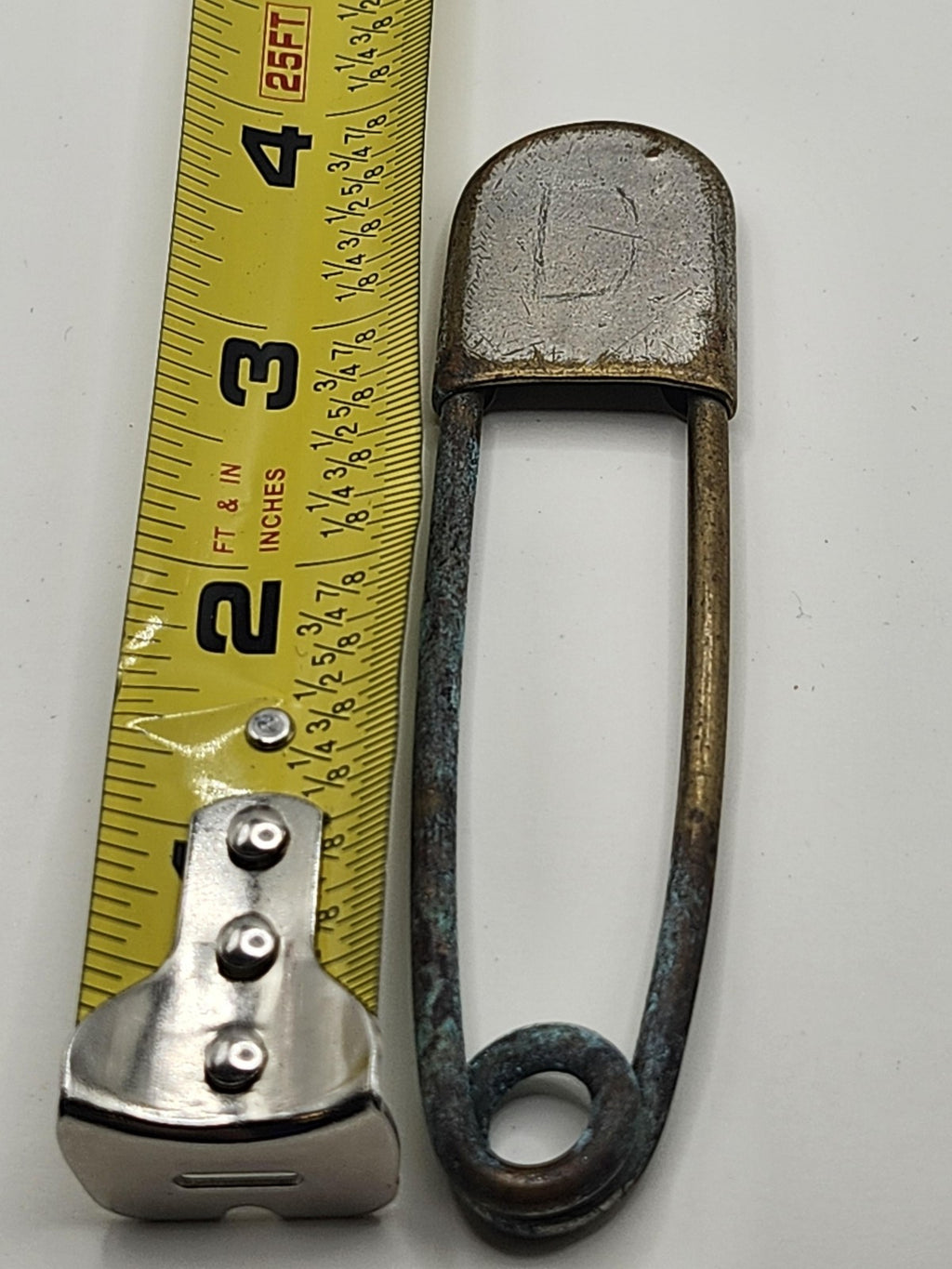 Vintage Large Brass Safety Pin Patina Monogram D Blanket Diaper Kilt Fastening
