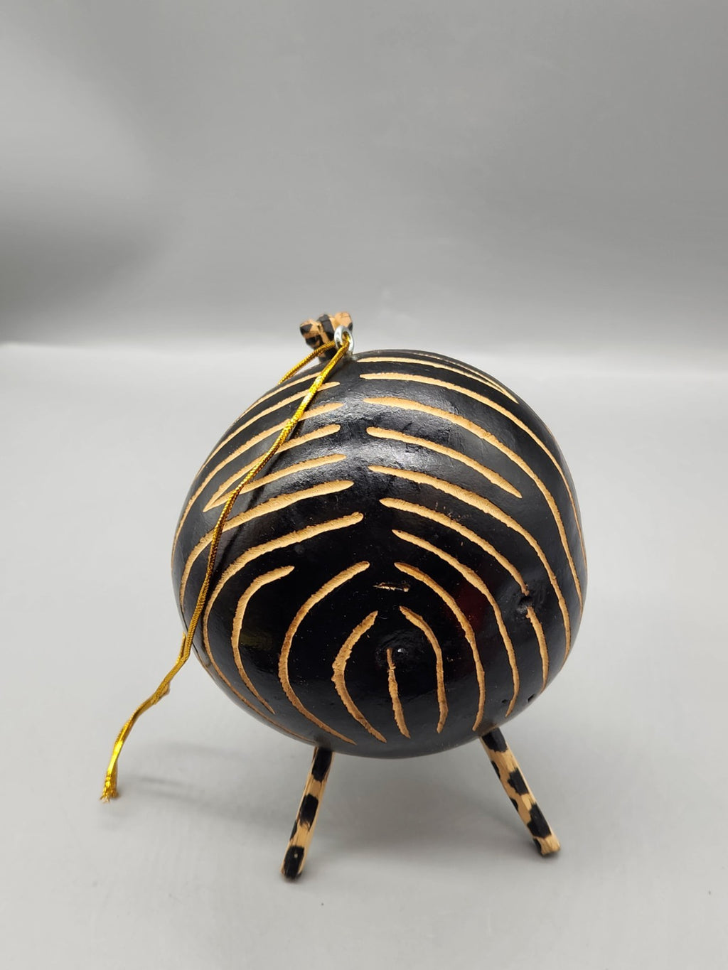 Vintage Zebra Gourd Sculpture Hand Painted African Safari Folk Art Hanging...