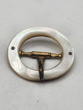 Vintage Mother Of Pearl Round Belt Buckle Brass Tongue Small White Fastening