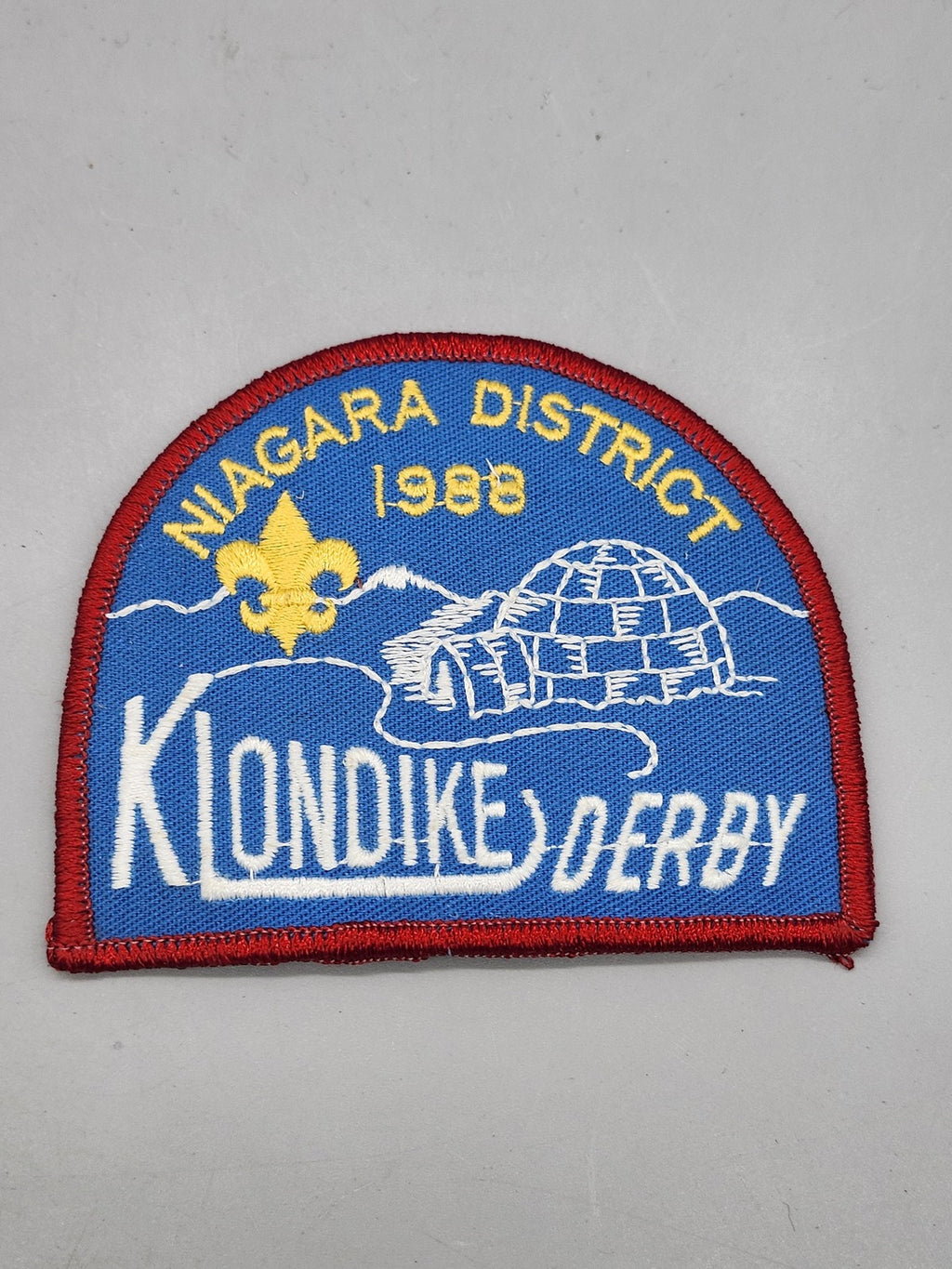 Vintage 1988 Niagara District Klondike Derby Patch Embroidered Blue Boy Scouts