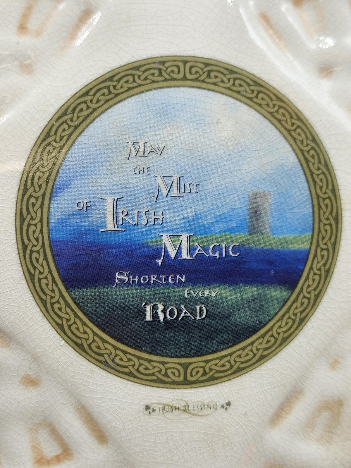 Ross Irish Blessing Wall Plaque Small Beige Ceramic Celtic Inspirational Decor