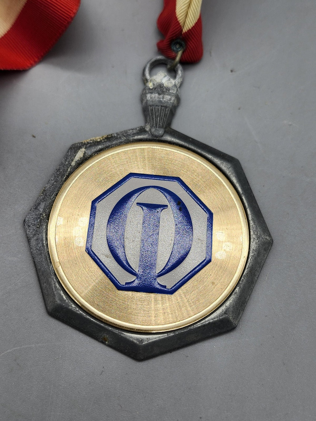 Vintage 1969 Optimist International Medal Red White Blue Ribbon Award Pendant