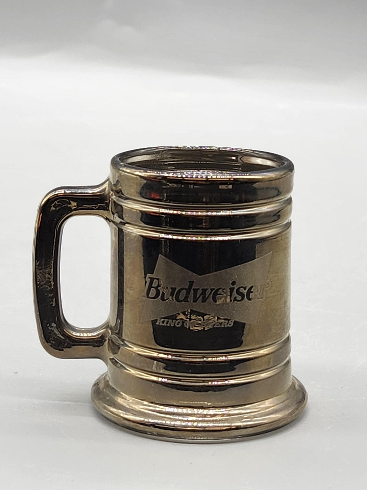 Vintage 1998 Budweiser Mini Stein Mug Silver Tone Metal Beer Decor Collectible