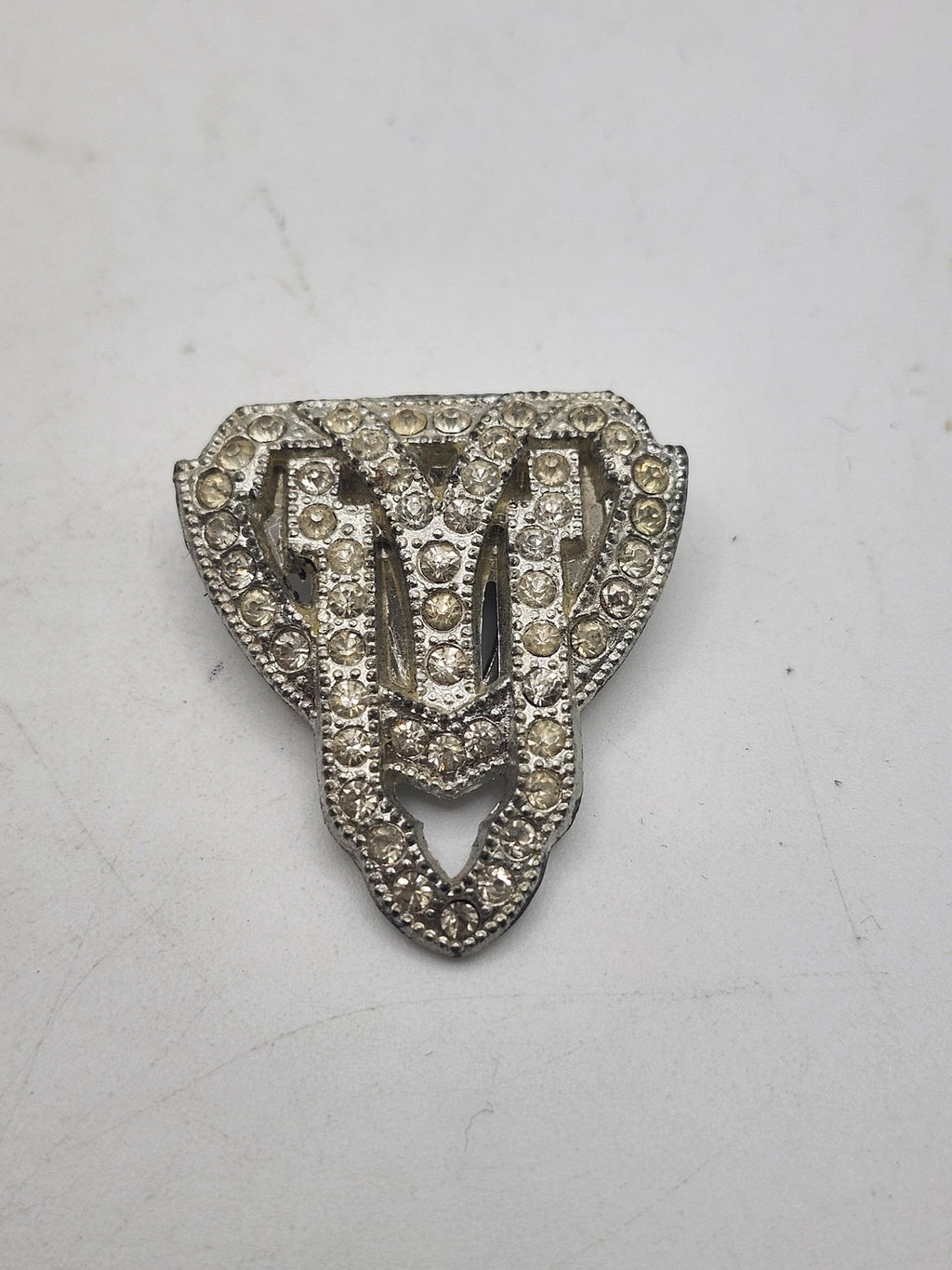 Vintage Rhinestone Dress Clip Silver Tone Art Deco Wedding Jewelry Women