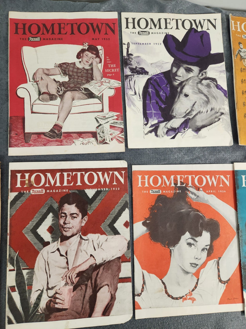 Vintage Hometown Magazine Lot of 10 Rexall Drug Store 1952-1956 Mid Century...