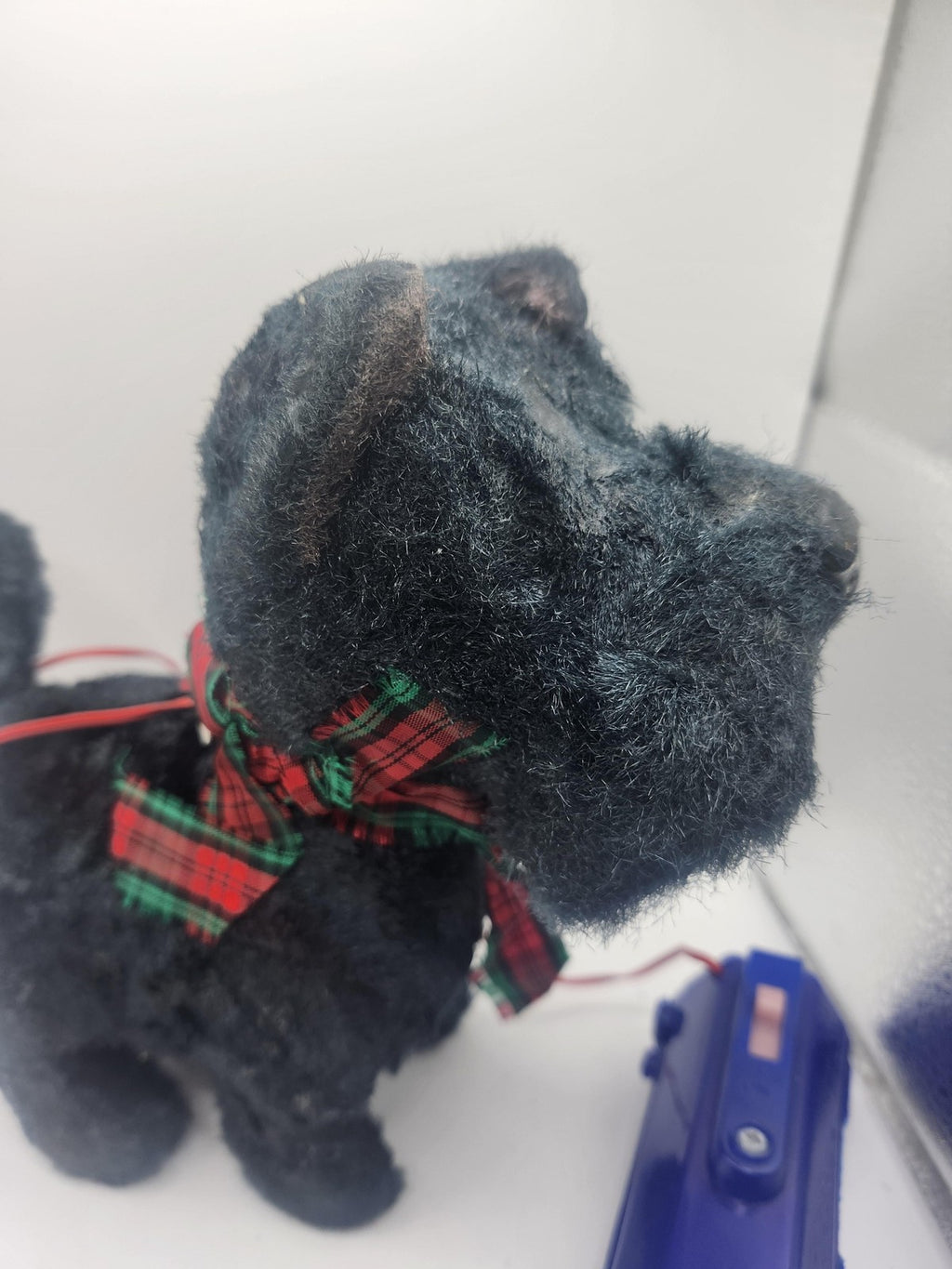 Vintage Black Scottie Dog Plush Stuffed Animal Small Battery Remote Toy Walking