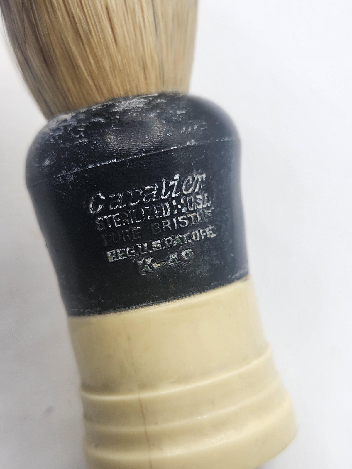Vintage Cavalier K-40 Boar Bristle Shaving Brush Beige Plastic USA Sterilized
