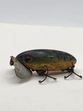 Vintage Jitterbug Wood Topwater Bass Fishing Lure Black Yellow Freshwater
