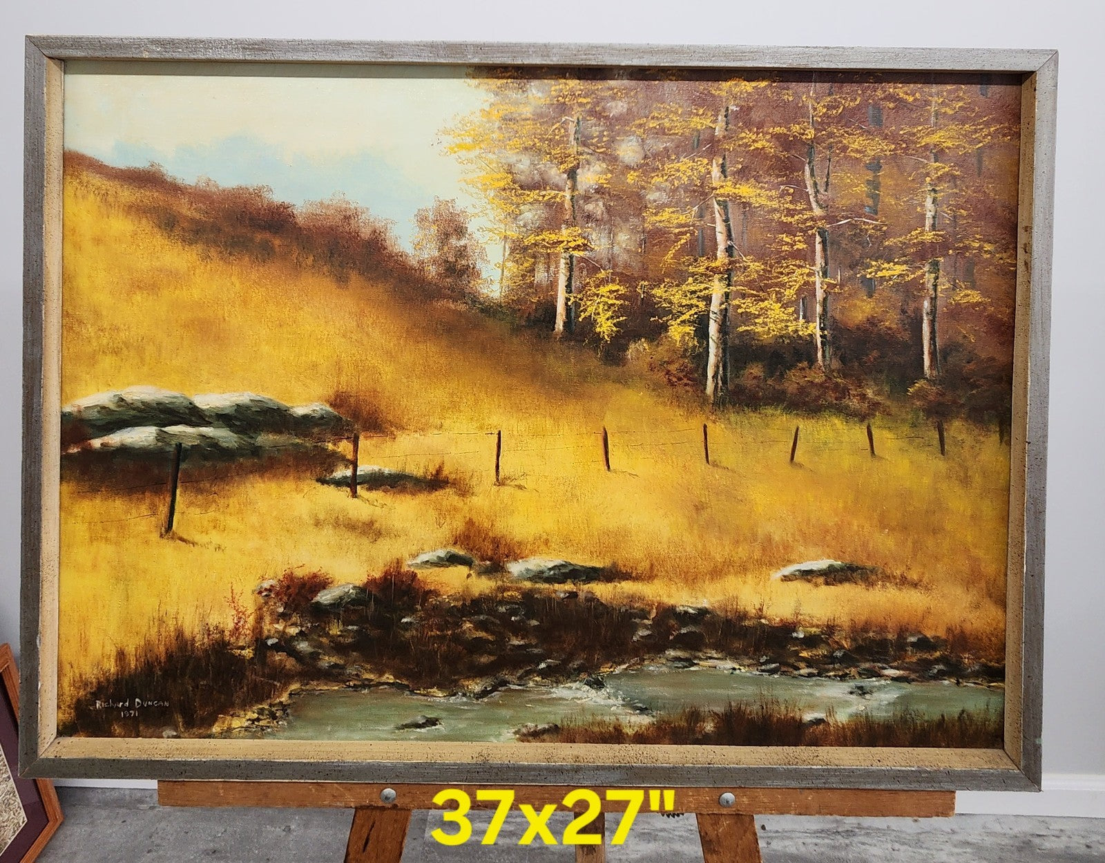 Vintage Richard Duncan Landscape Oil Painting Framed Signed 1971 37” x 27