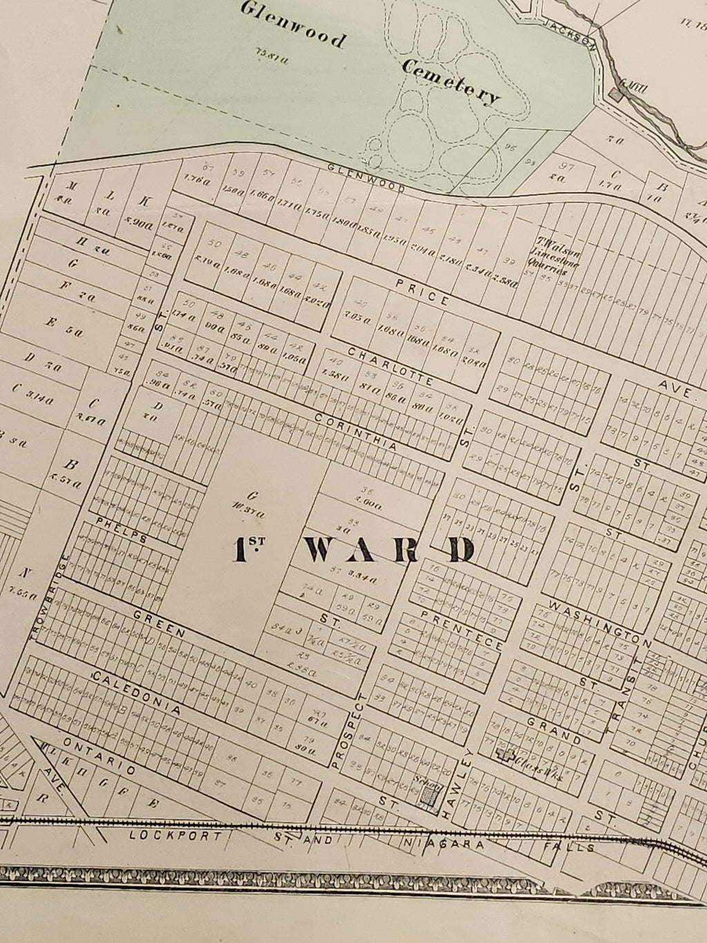 Vintage 1875 Lockport New York City Atlas Map 1st 2nd Ward 25.5x16 NY USA Print