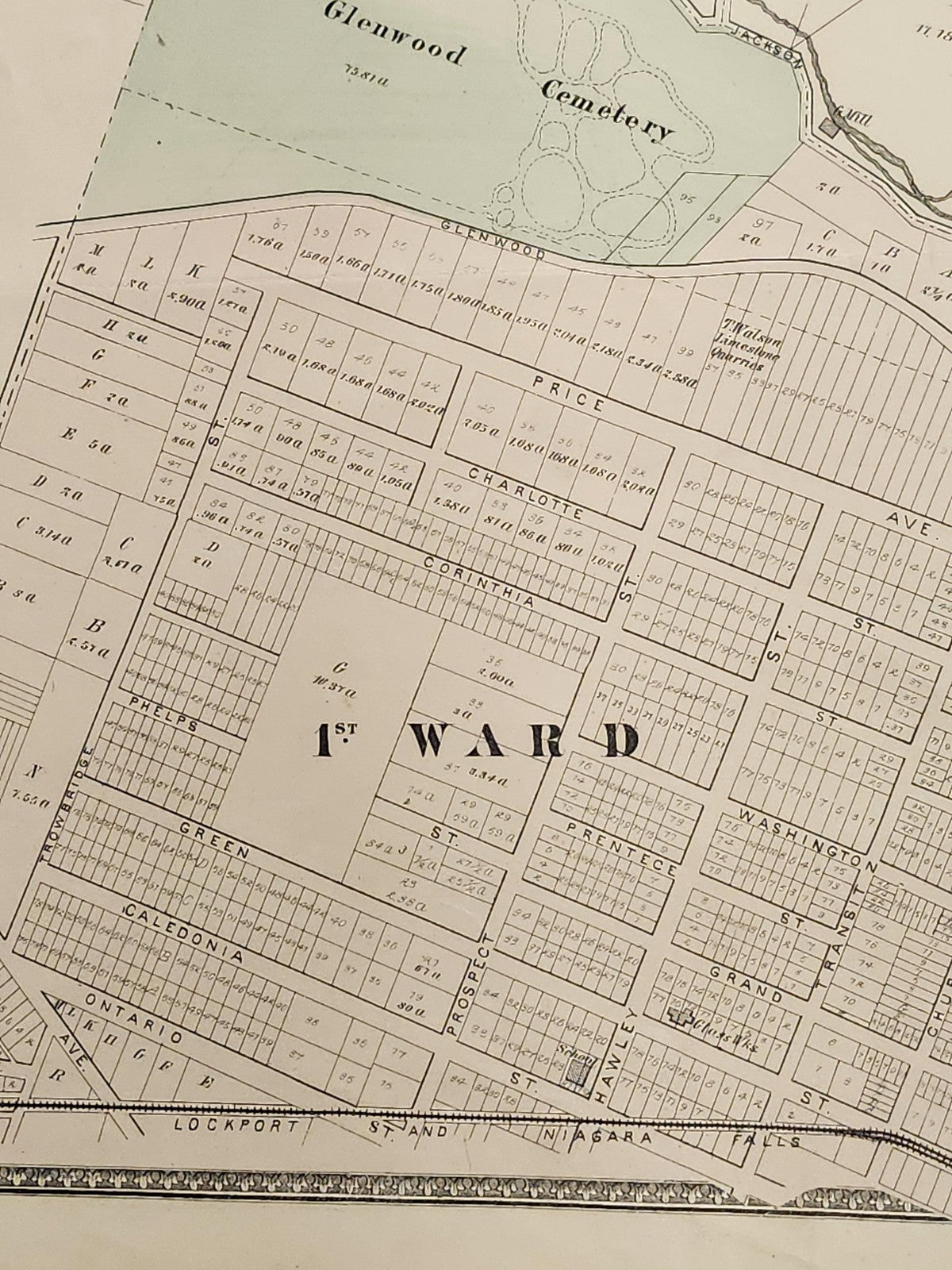 Vintage 1875 Lockport New York City Atlas Map 1st 2nd Ward 25.5x16 NY USA Print