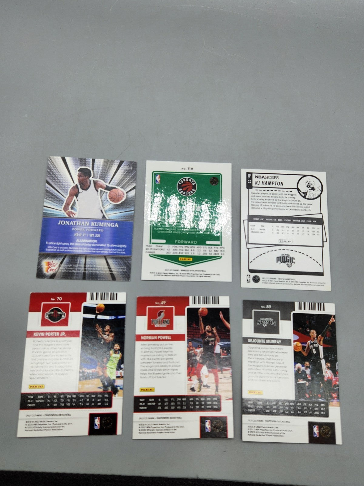 2021-22 NBA Rookie Basketball Card Lot Kuminga Anunoby Hampton Murray Powell 6