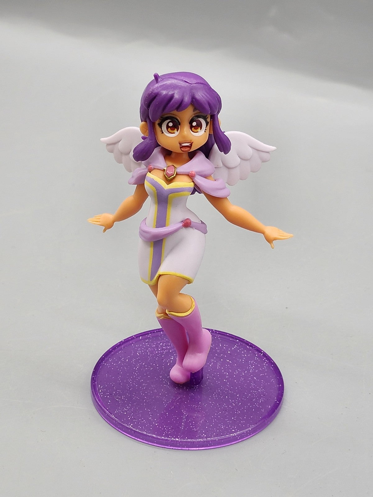 Purple Angel Girl Action Figure Plastic Toy Loose Wings Purple Stand Chibi