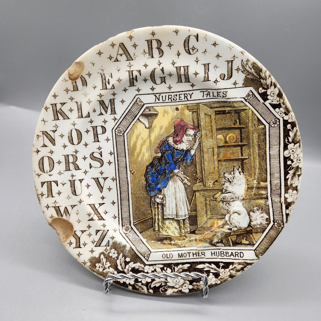 Vintage Nursery Tales Old Mother Hubbard Alphabet Plate Dog Tunstall England