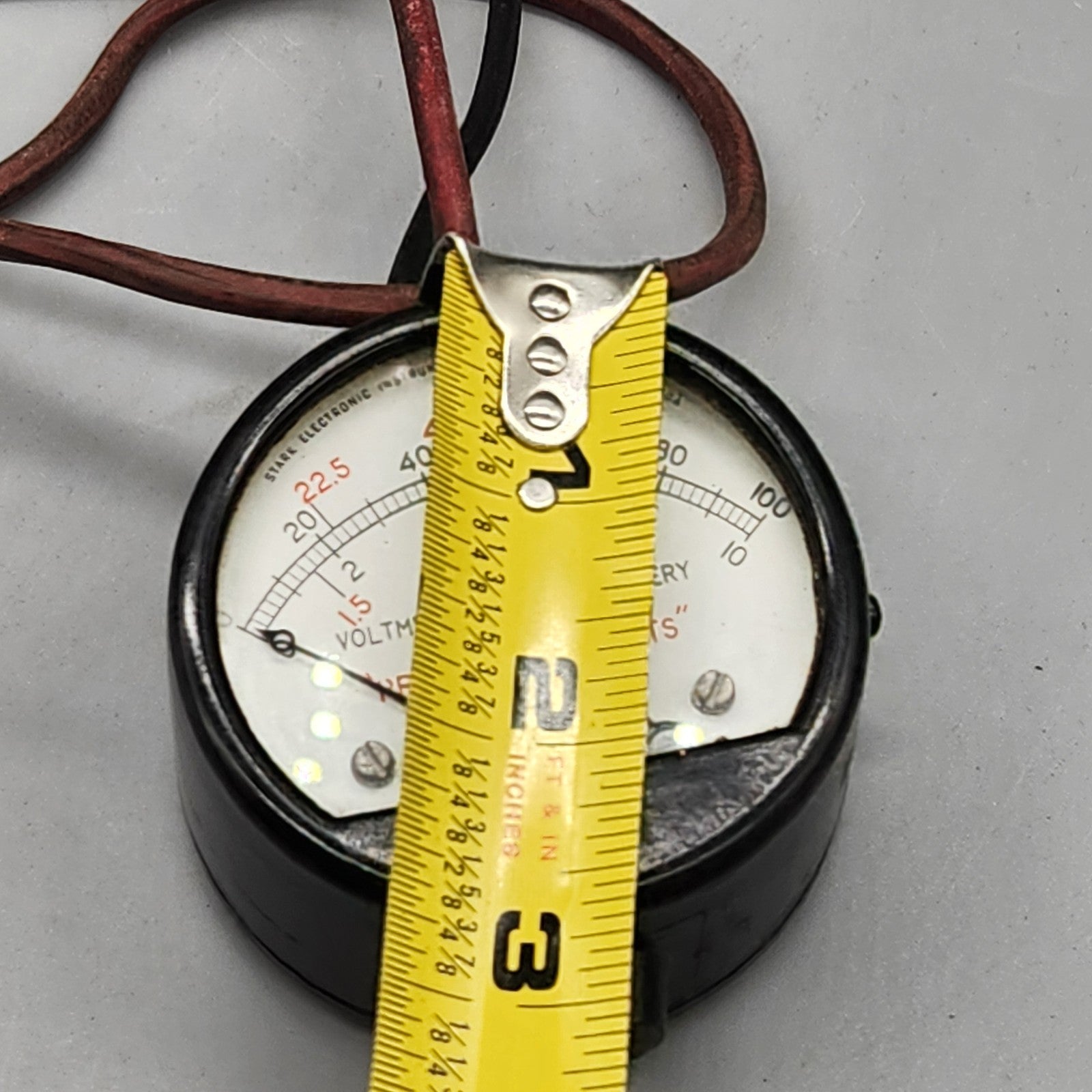 Vintage Battery Tester Voltmeter Model 198 w/ Alligator Clips Industrial Garage