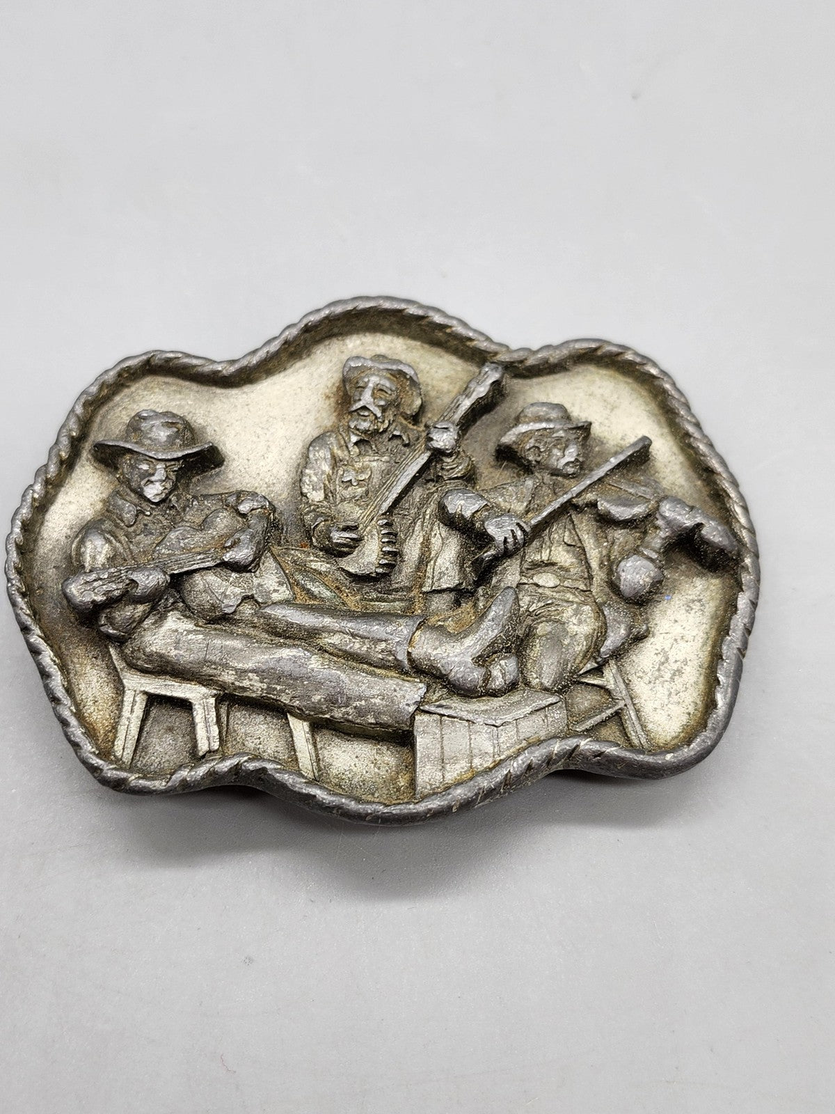 Vintage 1983 Siskiyou Buckle Co Country Band Belt Buckle Mens Silver Western