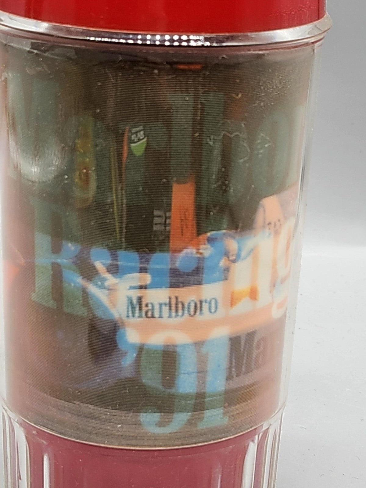 Vintage Marlboro Racing 91 Plastic Mug Red Clear Tobacco Advertising Decor