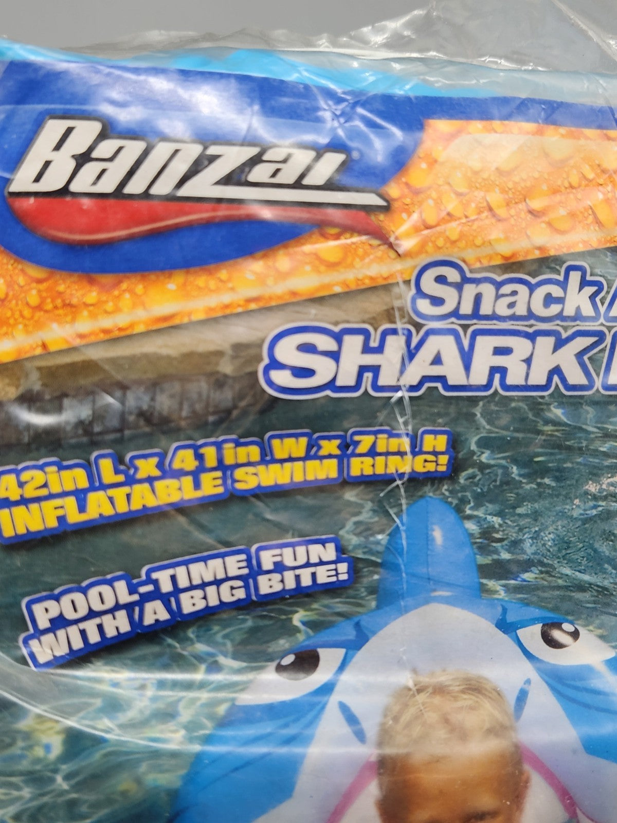 Vintage Banzai Snack Attack Shark Ring Inflatable Pool Float 42” Kids Swim Tube