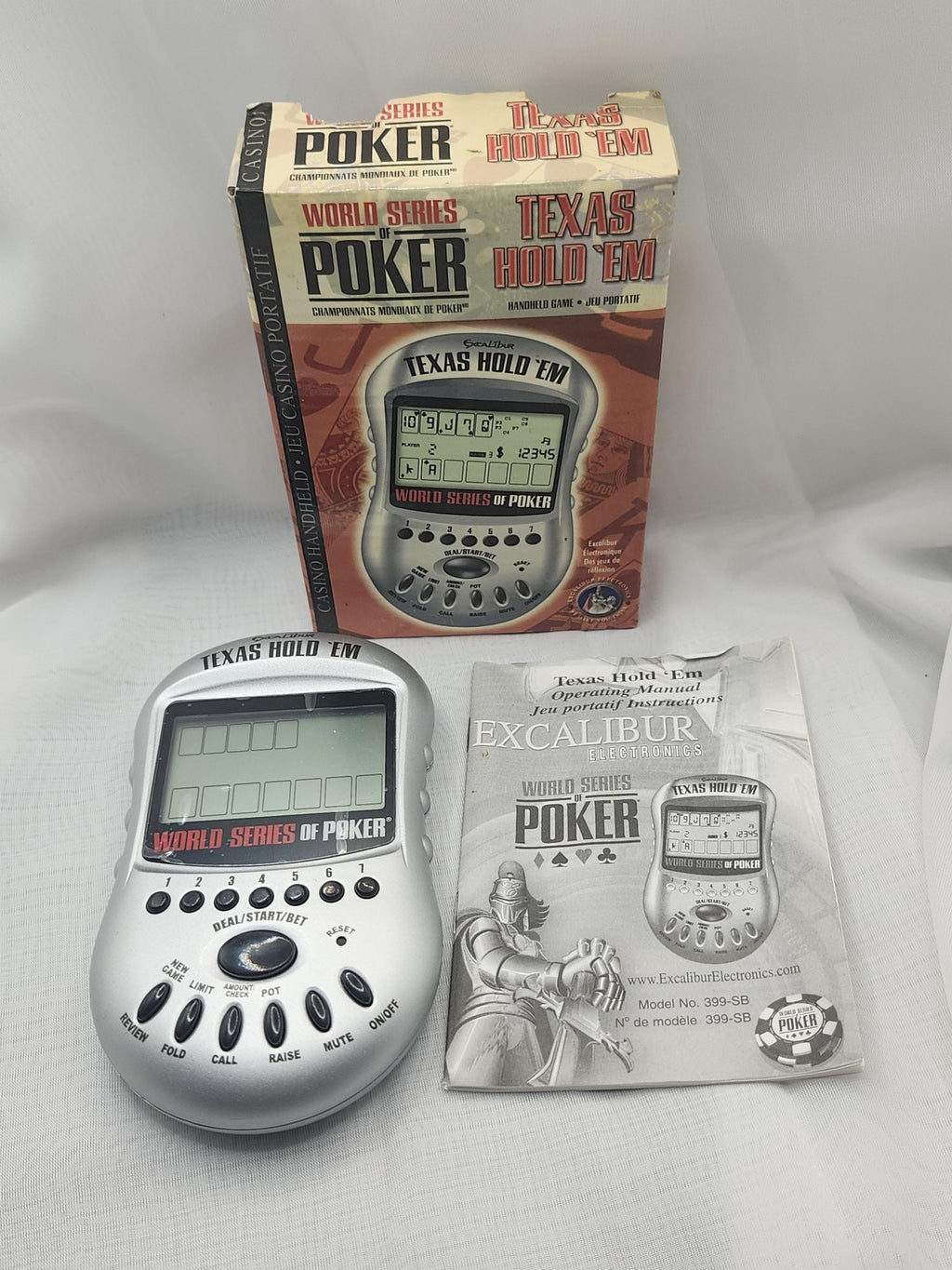 Excalibur Electronics World Series Of Poker Texas Hold 'Em Handheld Game Silver