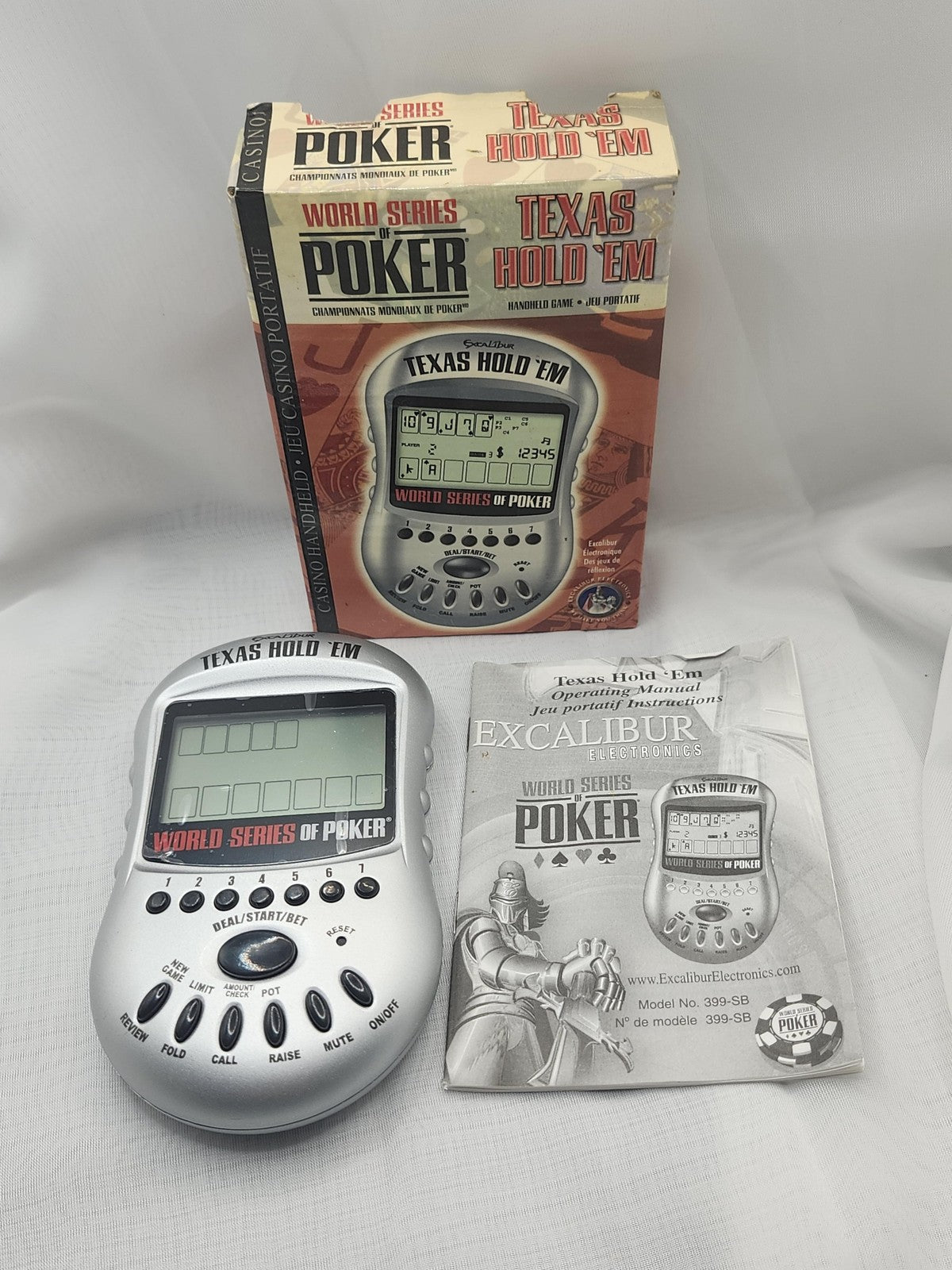 Excalibur Electronics World Series Of Poker Texas Hold 'Em Handheld Game Silver