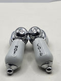 Porcelain Chrome Bathroom Fixture Handles Pair Small White Hot Cold Knobs Set