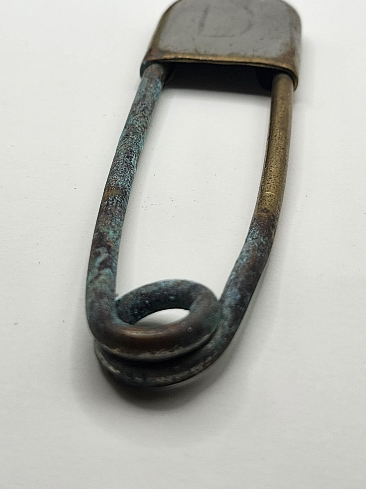 Vintage Large Brass Safety Pin Patina Monogram D Blanket Diaper Kilt Fastening