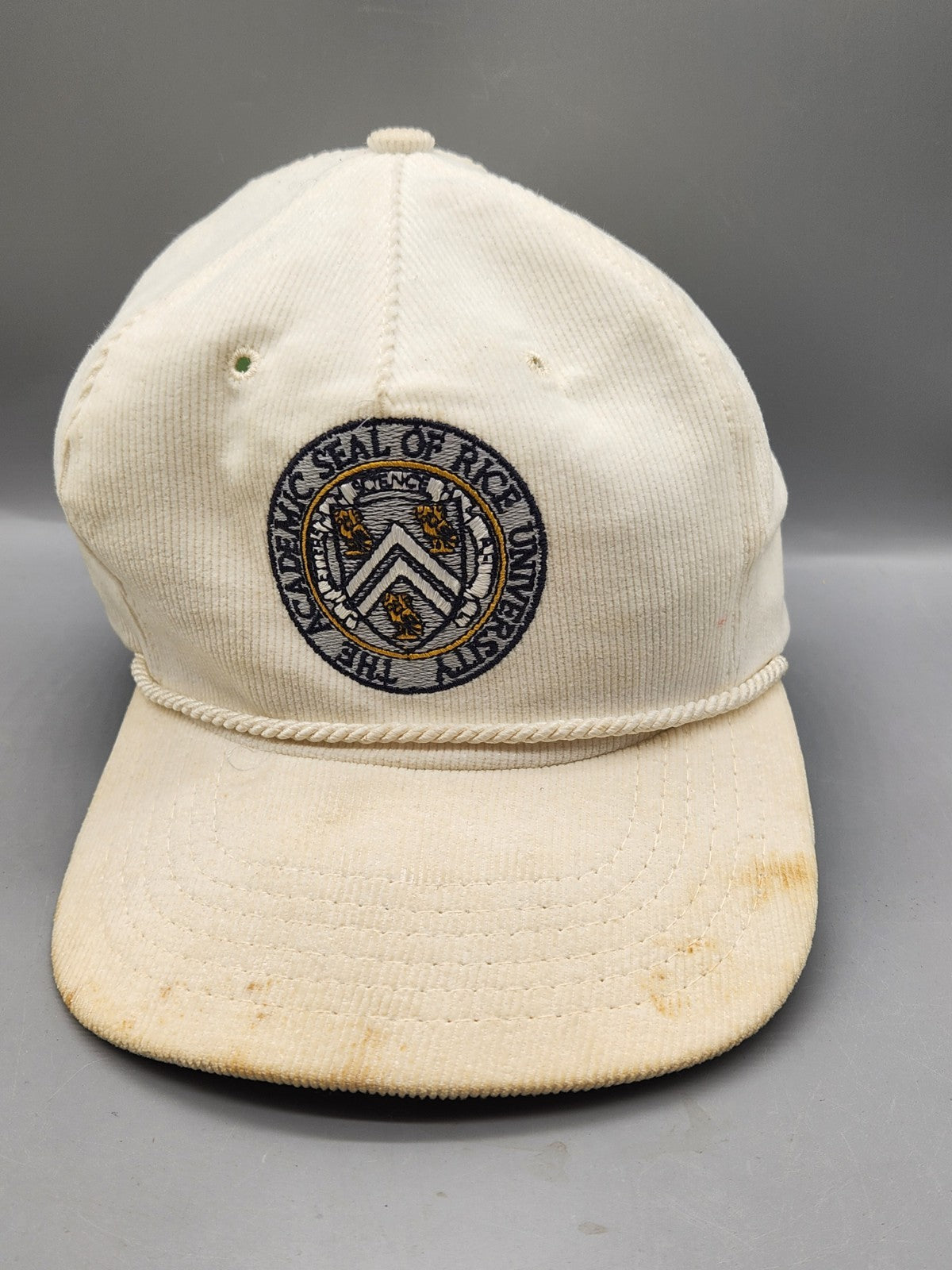 Vintage University of Rochester Corduroy Strapback Hat TEXACE Made USA Seal Logo