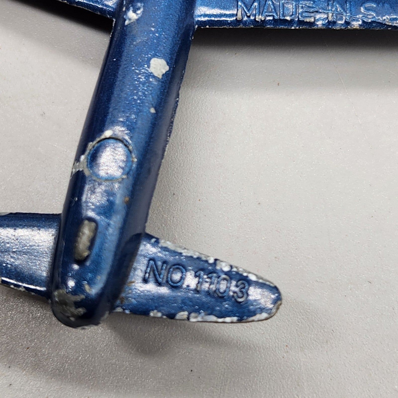 Vintage Diecast Toy Airplane Twin Prop Made in Singapore Blue Metal Plane