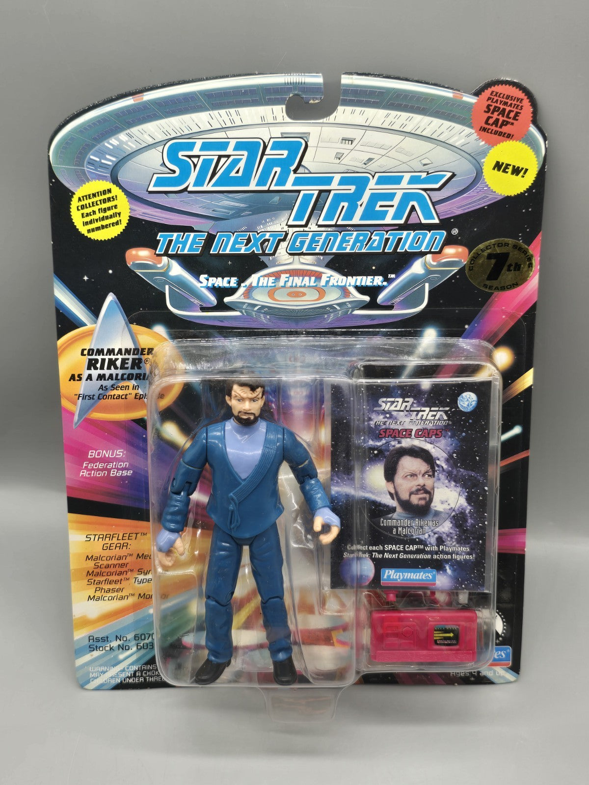 Star Trek TNG Commander Riker Malcorian Figure Space Cap Playmates MOC