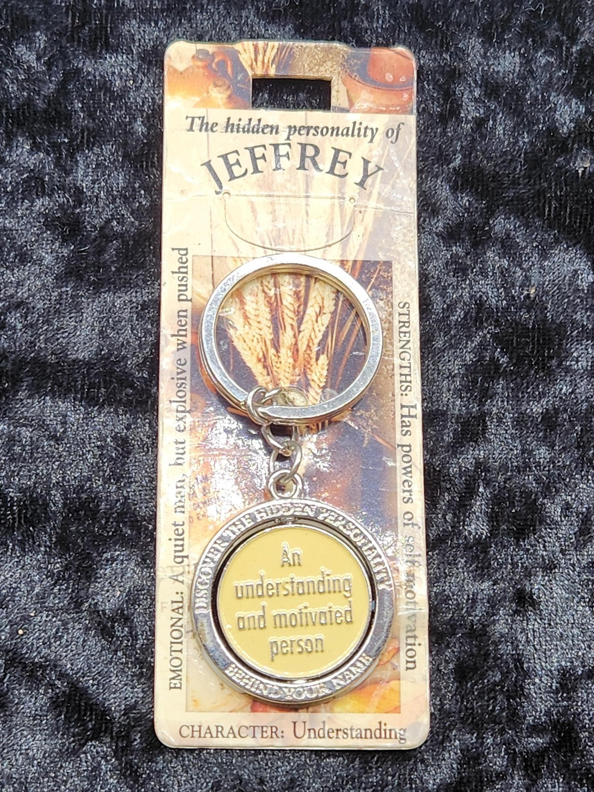 Jeffrey Hidden Personality Keychain Silver Tone Engraved Novelty Gift Decor