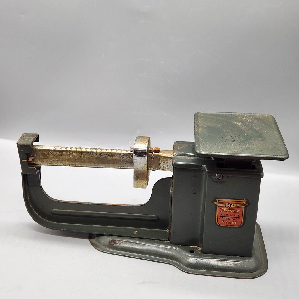 Vintage Triner Air Mail Accuracy Scale Green Metal Postal Balance Chicago USA