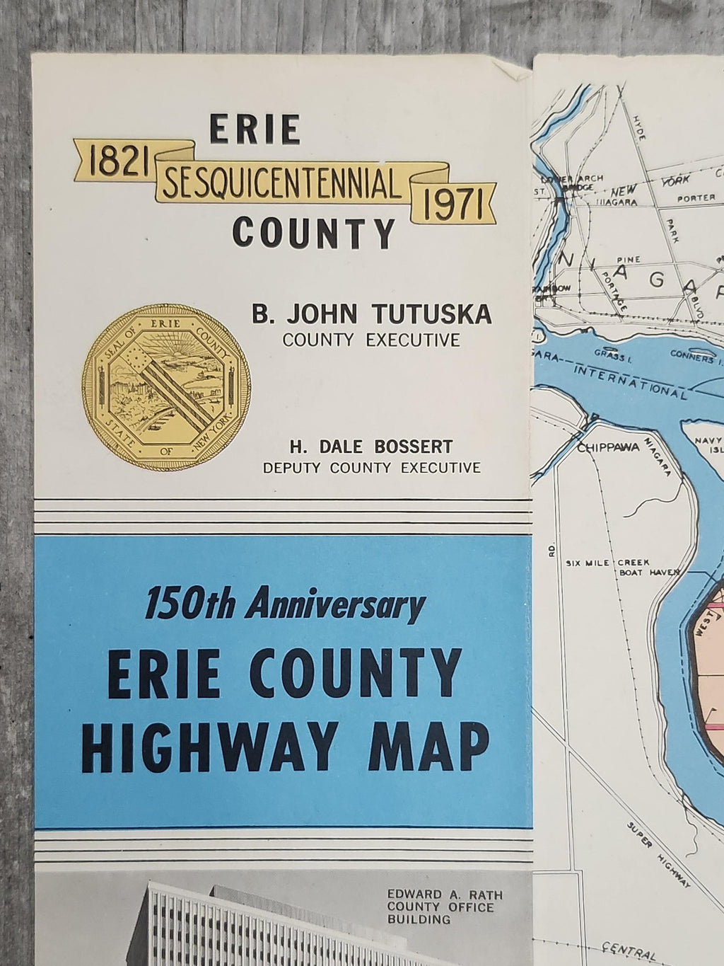 Vintage 1971 Erie County New York Highway Road Map 150th Anniversary Folded USA