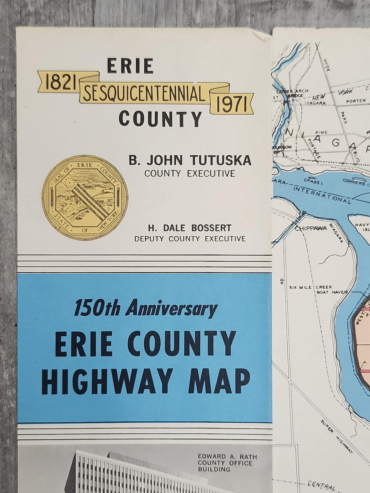 Vintage 1971 Erie County New York Highway Road Map 150th Anniversary Folded USA