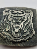 Bear Head Belt Buckle Mens Silver Metal Western Rectangular Wildlife Grizzly