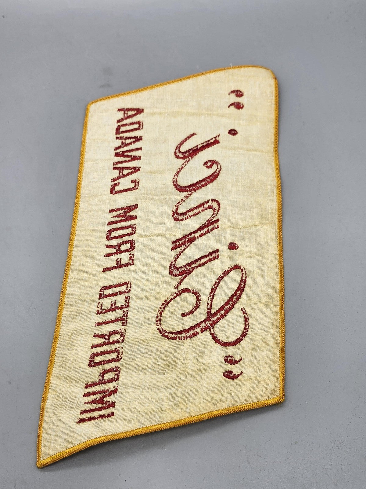 Vintage Cinci Imported From Canada Advertising Fabric Sign White Red Bar Decor