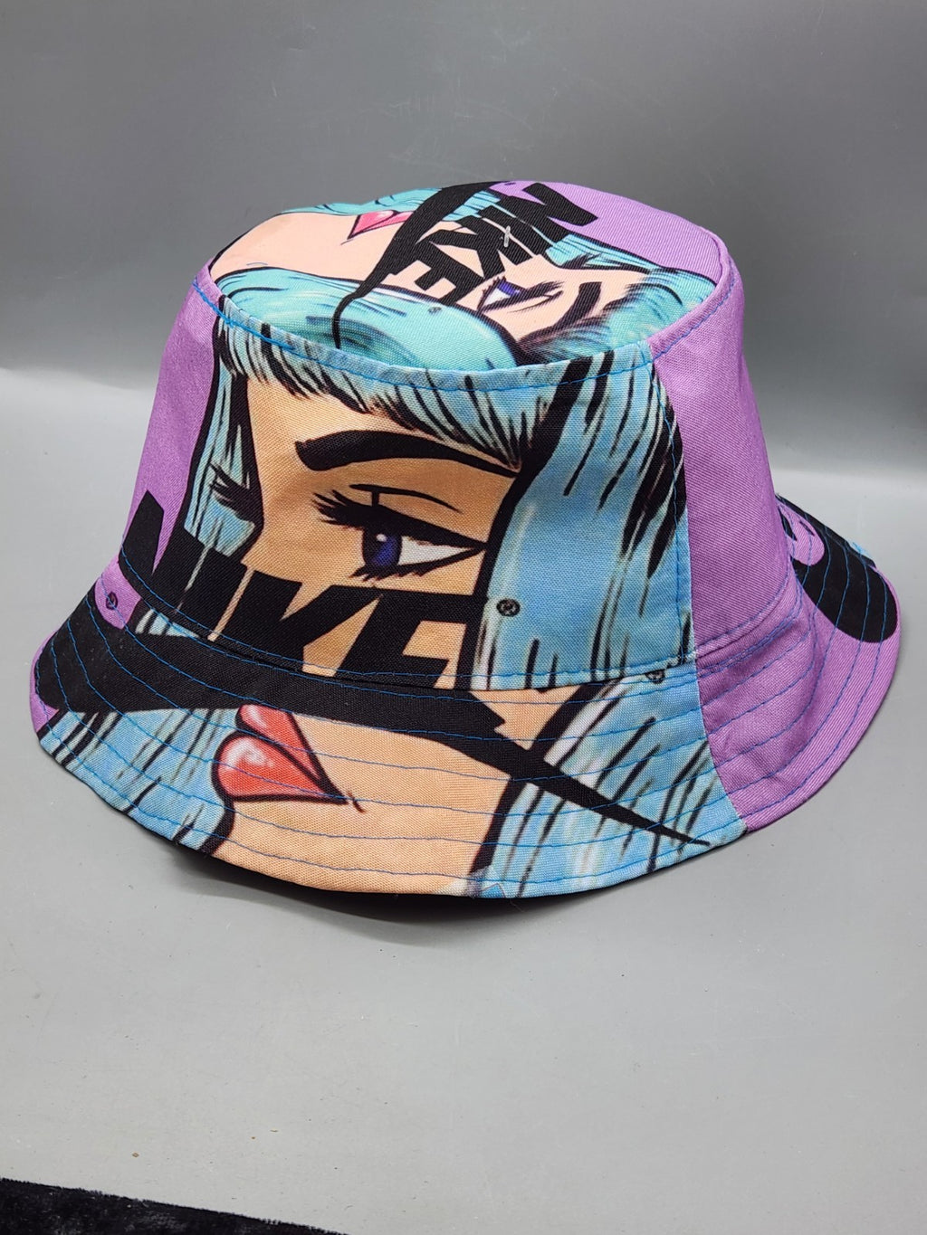 Nike Anime Art Bucket Hat – Purple/Blue Graphic Print Hat